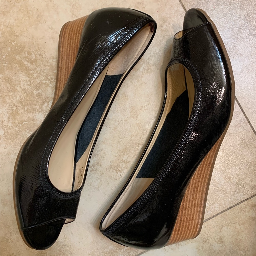 Cole Haan black leather wedges